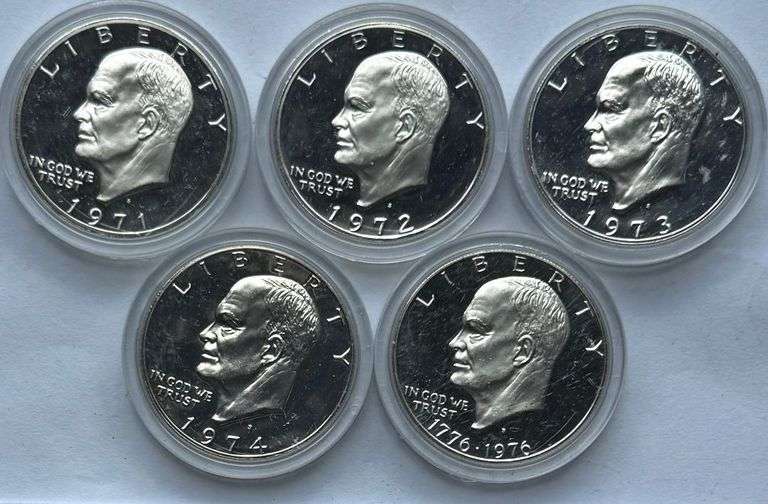 1971 S -74 S 1976 S Gem Proof Ike Dollars