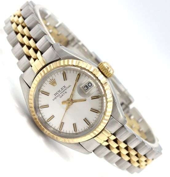 Ladies Rolex Oyster Perpetual Date 6917 Two Tone Silver Dial Ladies Watch