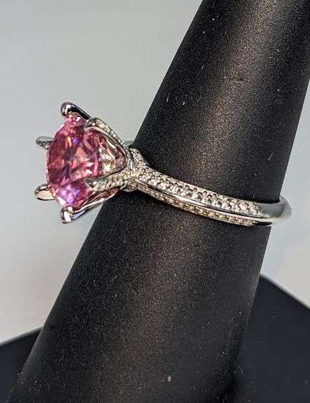 Ladies Sparkling 3 Ct Bright Pink Simulated Lab Diamond  Ring