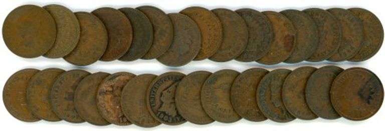 Run of 29 Different Indian Head Cents: 1881-1909