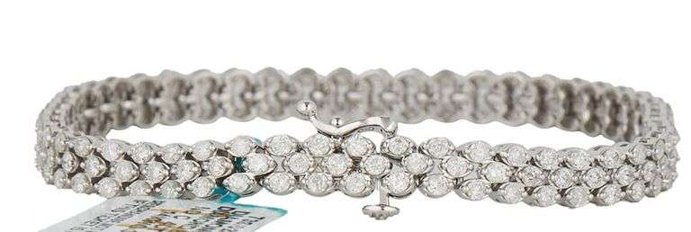 New 4.00ctw Round Diamond Triple Row Tennis Bracelet in 14K