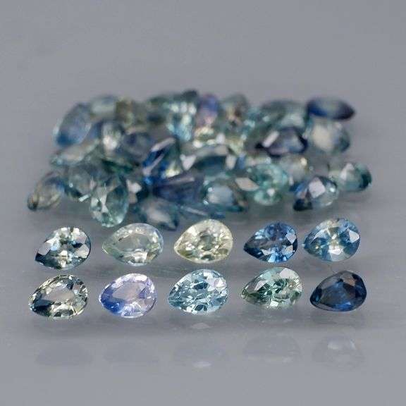 Heated only! 5.85ct blue green Sapphire set!
