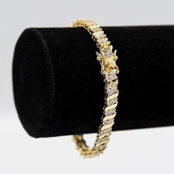 Ladies Sparkling 14 Kt Gold Plated Tennis Bracelet