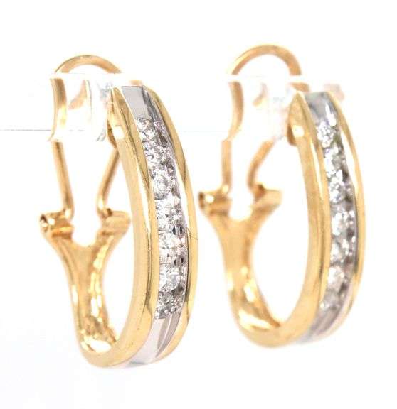 14kt Yellow gold 0.40ctw channel set diamond hoop earrings
