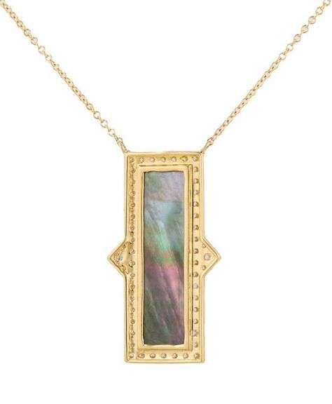 New Doves by Doron Paloma Quartz MOP and 0.50ctw Diamond Frame Pendant Necklace in 18K