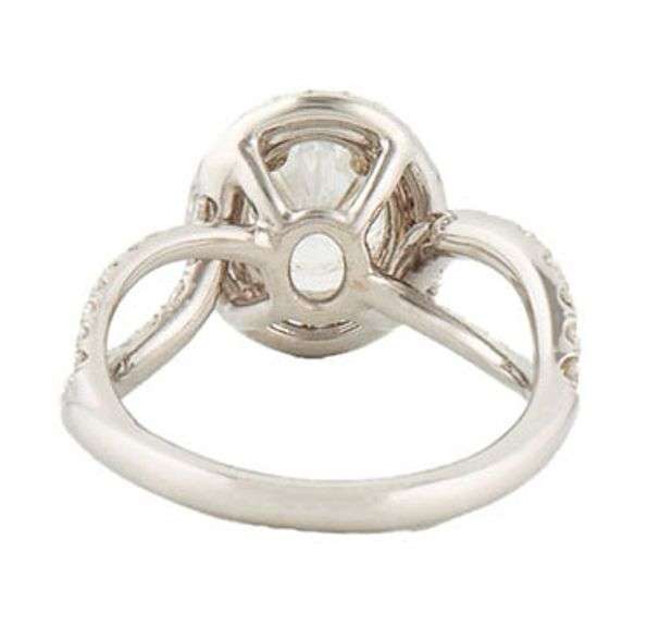 1.71ctw Oval and Round Diamond Double Frame Split Shank Engagement Ring in 18K