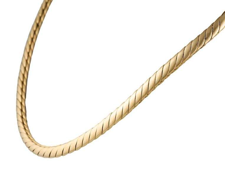 Polished 5.0MM Half Round Link Necklace in 18K