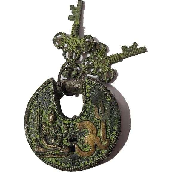 Brass Shiva Padlock Lock with 2 Keys