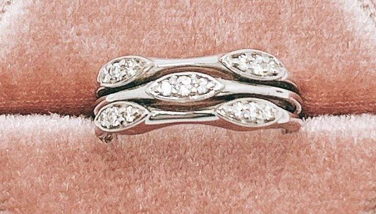 14kt Solid White Gold & Diamond Band Ring