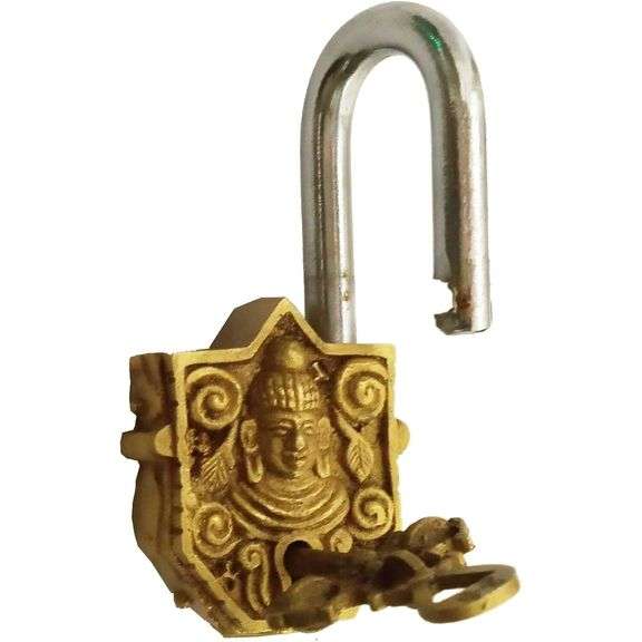 Brass Lord Buddha Padlock Vintage Design