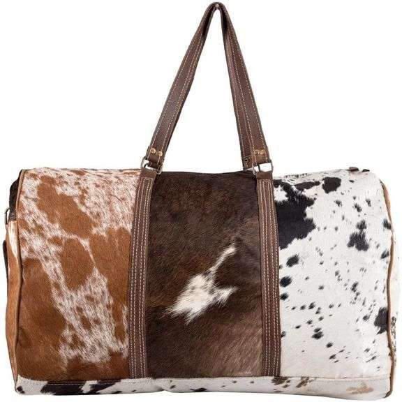 Extra Large Tricolor Cowhide Duffel Bag