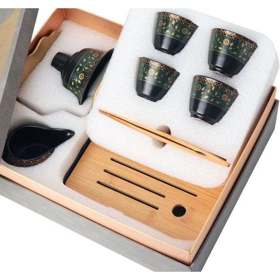 Kungfu Ceramic Tea Set Magnetic Drip Teapot with 4 Cups