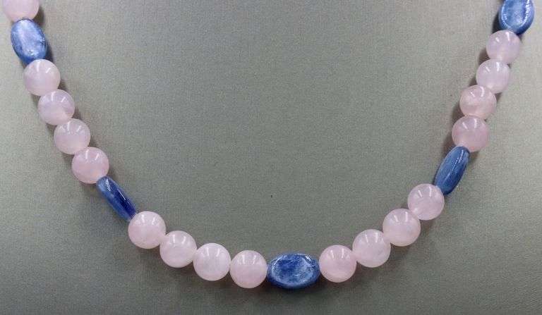 Jay king rose quartz and blue stone beaded necklace