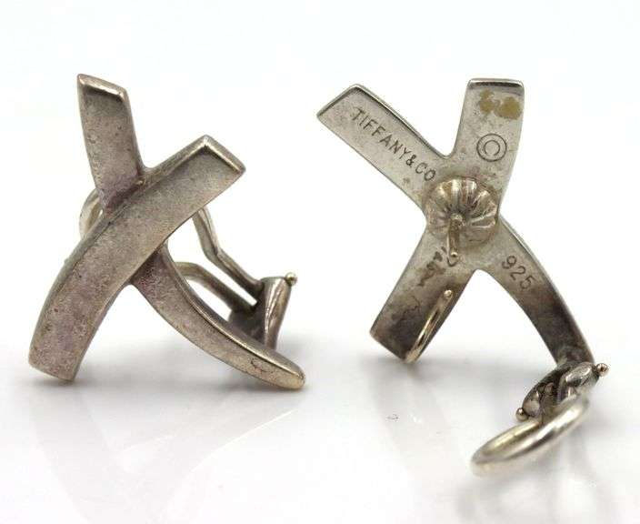Tiffany&CO 925 Sterling Silver Paloma Picasso Love X Kiss Stud Earrings