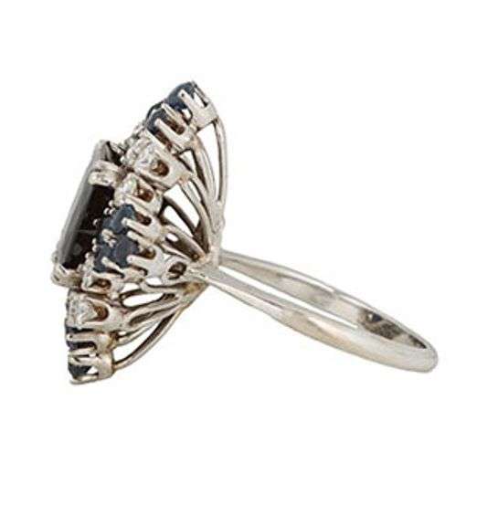7.00ctw Radiant and Round Sapphire and 1.00ctw Diamond Statement Ring in 14K