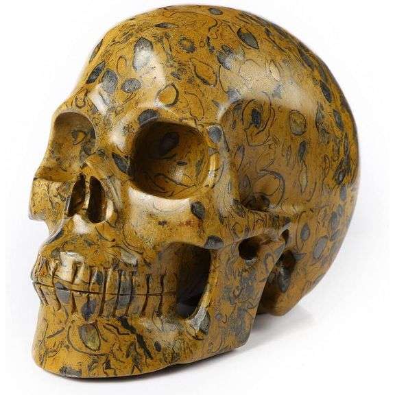 5-Inch Hand-Carved Jasper Gemstone Skull