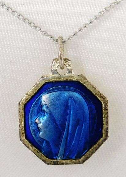 Vintage Authentic Enameled Lourdes Medal