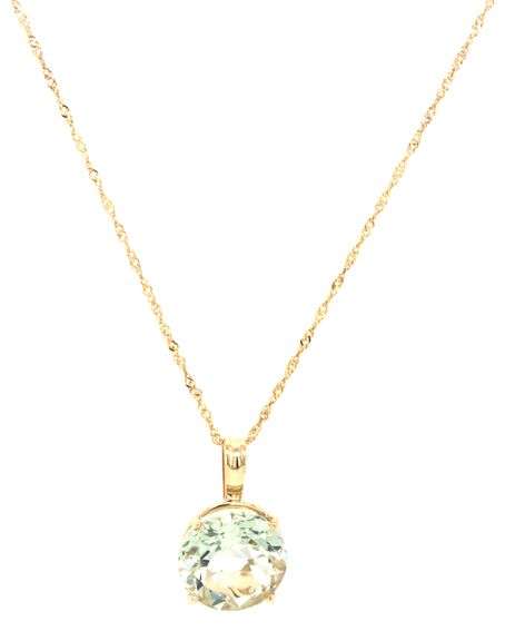 14kt Yellow gold round Prasolite pendant on chain