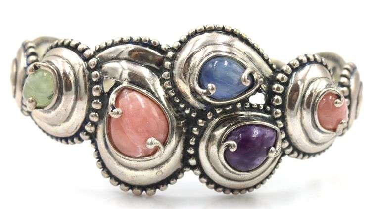 Carolyn Pollack Relios Multi Stone 925 Sterling Silver Cuff Bracelet