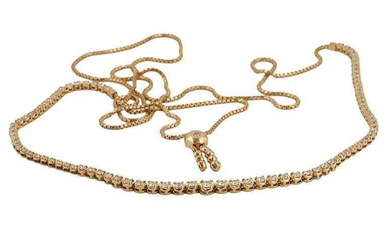 2.50ctw Round Graduated Diamond Bolo Clasp Necklace in 14K