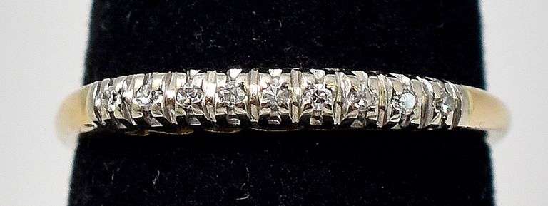 Simple 10K Yellow and White God Diamond Ring