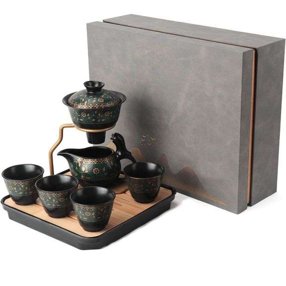 Kungfu Ceramic Tea Set Magnetic Drip Teapot with 4 Cups