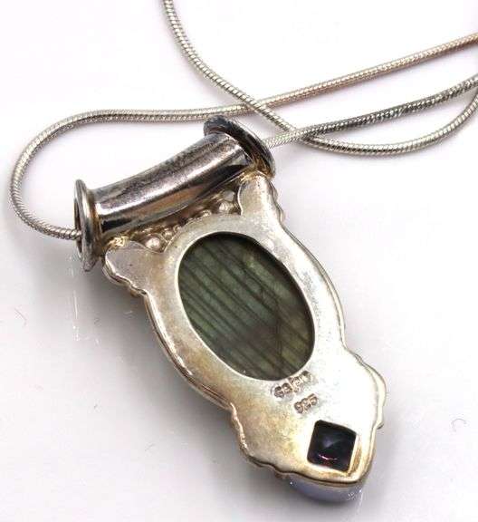 Sajen 925 Sterling Silver Labrodorite Topaz Pendant With Chain Necklace