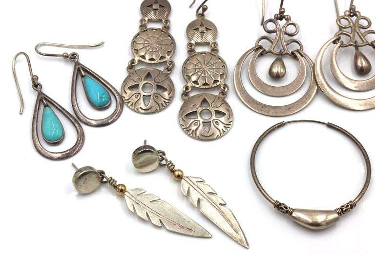 Vintage Mexican 925 Sterling Silver Earrings Lot