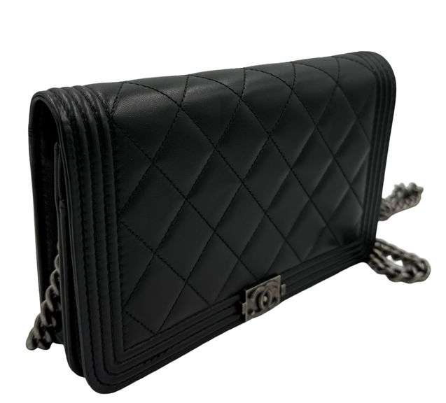 Chanel  Lambskin Boy Wallet On Chain Bag W/Dust Bag & Card & Box