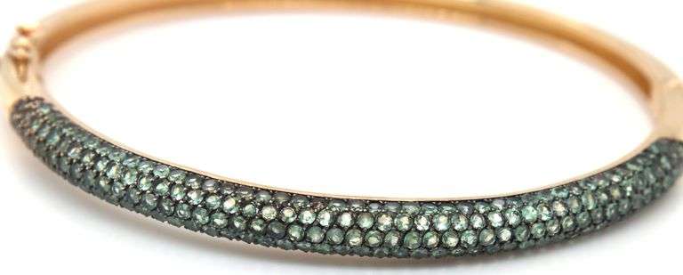 14kt Yellow gold Alexandrite pave bangle bracelet