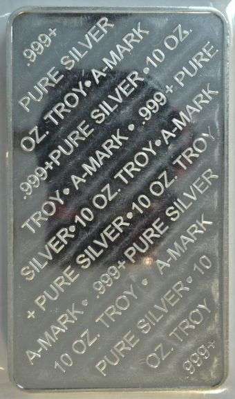 Special A-Mark pure .999+ 10 Troy Oz Silver Bar in plastic