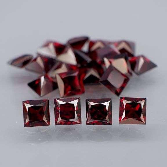 Impressive! 16.84ct princess cut cherry red Garnet set!
