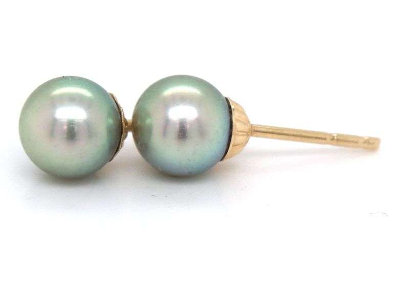 14kt Yellow gold 6.5mm pearl stud earrings