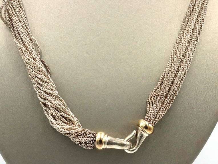 Tiffany & CO silver and gold multi strand necklace
