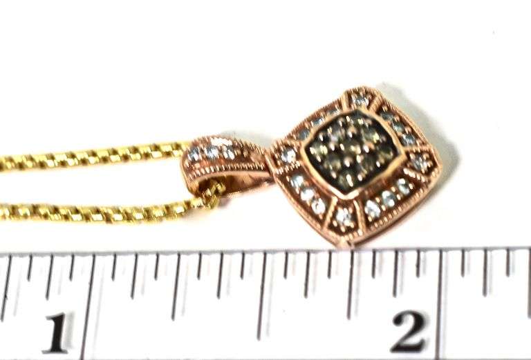 Pretty 14K Rose Gold Diamond Pendant on Necklace