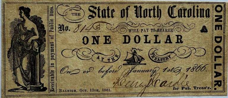 $1 State of N Carolina Oct 13 1861 Series Note