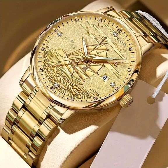 Golden-Tone Mechanical Watch