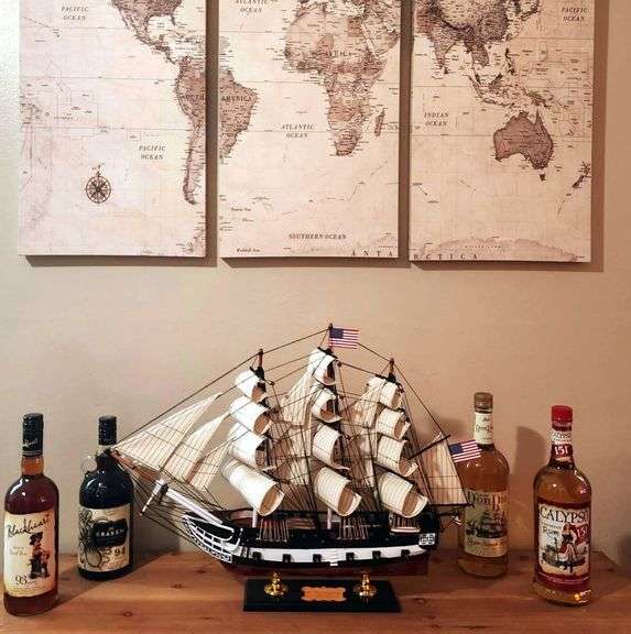 Fully Assembled  1797 USS Constitution Wooden Sailboat