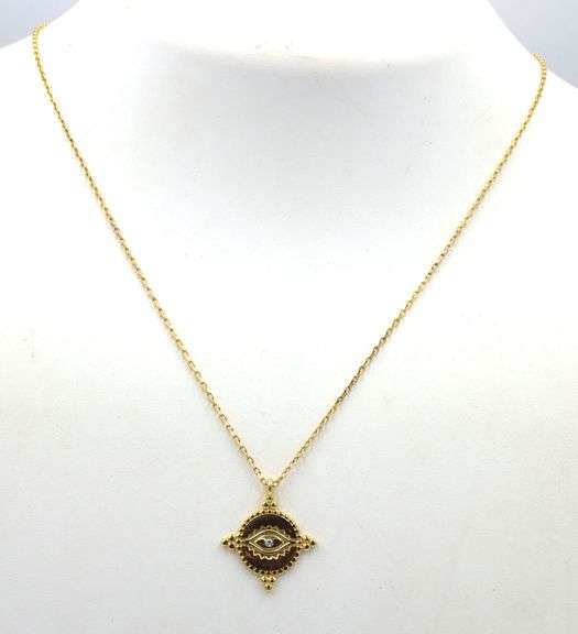 925 Sterling silver eye pendant on chain necklace
