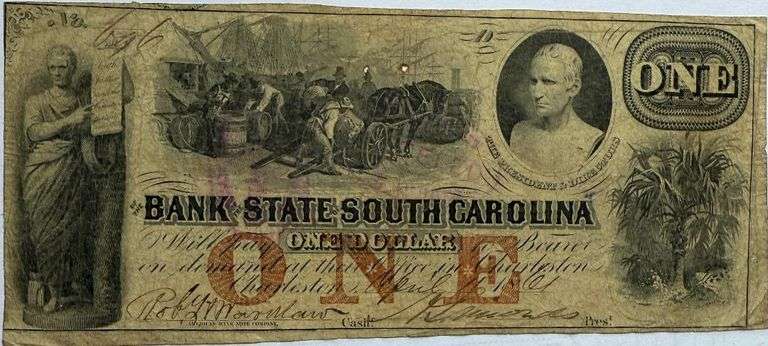 $1 Bank of The State of South Carolina Charleston April 4 1861 Note