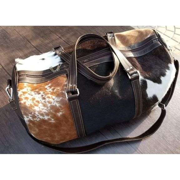Extra Large Tricolor Cowhide Duffel Bag
