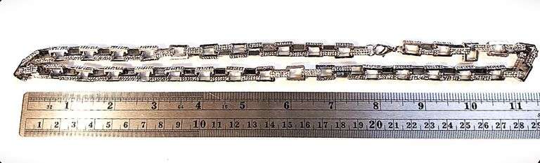 Huge 65.8 Gram 14 Kt White Gold Plated Rolo Box Link Necklace