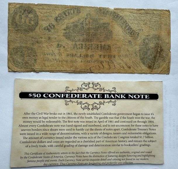 $ 50 Sept 2 1862 Series CSA Note.