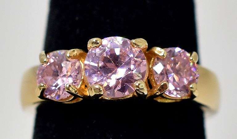 Pink Topaz Gemstone Ring in Vermeil Sterling Silver