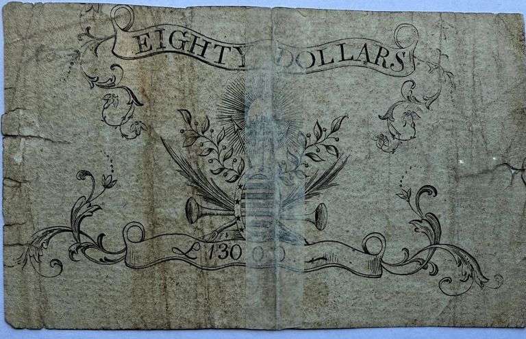 Rare Feb 8 1779 $80 South Carolina Note