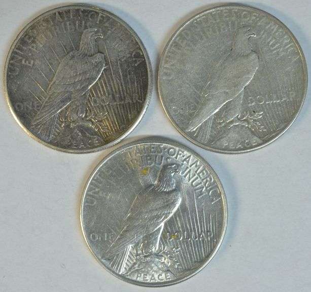 3 Better date Peace Silver Dollars in high grades: 1927, 27-S, & 34