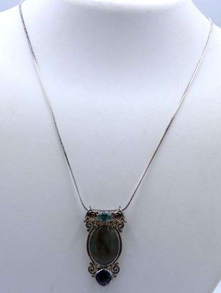 Sajen 925 Sterling Silver Labrodorite Topaz Pendant With Chain Necklace