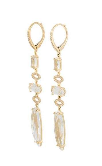 New Doves by Doron Paloma White Topaz and 0.16ctw Diamond Dangle Earrings in 14K