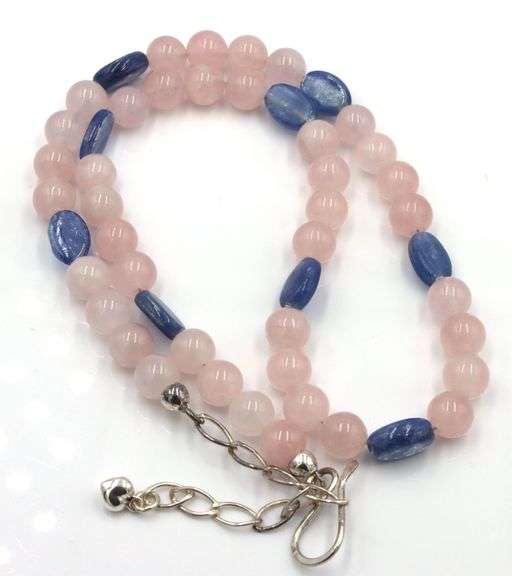 Jay king rose quartz and blue stone beaded necklace