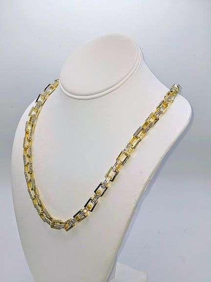 Huge 65 Gram 14 Kt Yellow Gold Plated Rolo Box  Chain Link Necklace